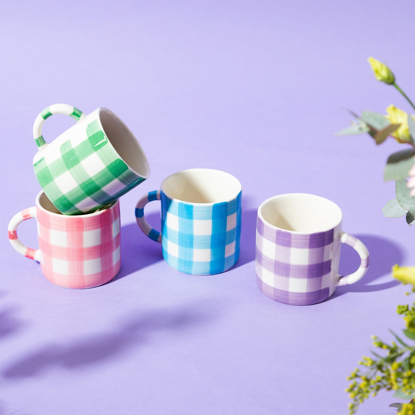 Gingham Mug Blue